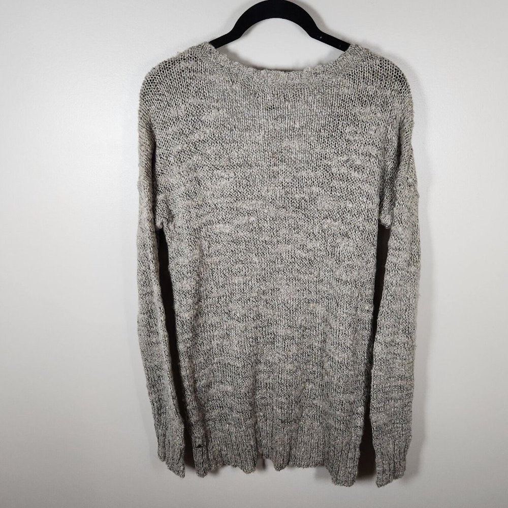 American Eagle Tunic Sweater Womens Beige Deep V Neck Knit Cottagecore Y2K New - Picture 8 of 15